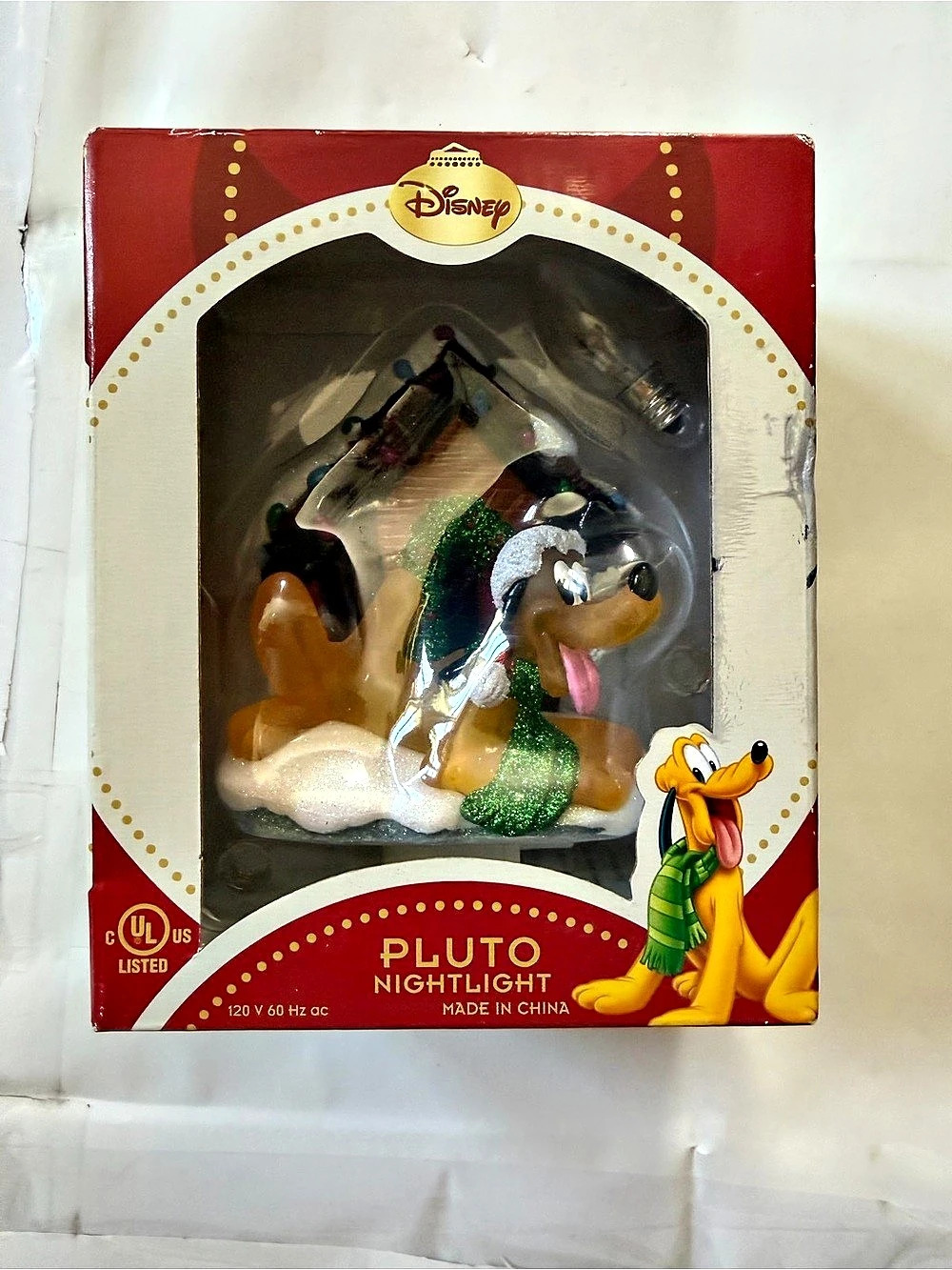 Disney Pluto Christmas Nightlight in Red & Green
